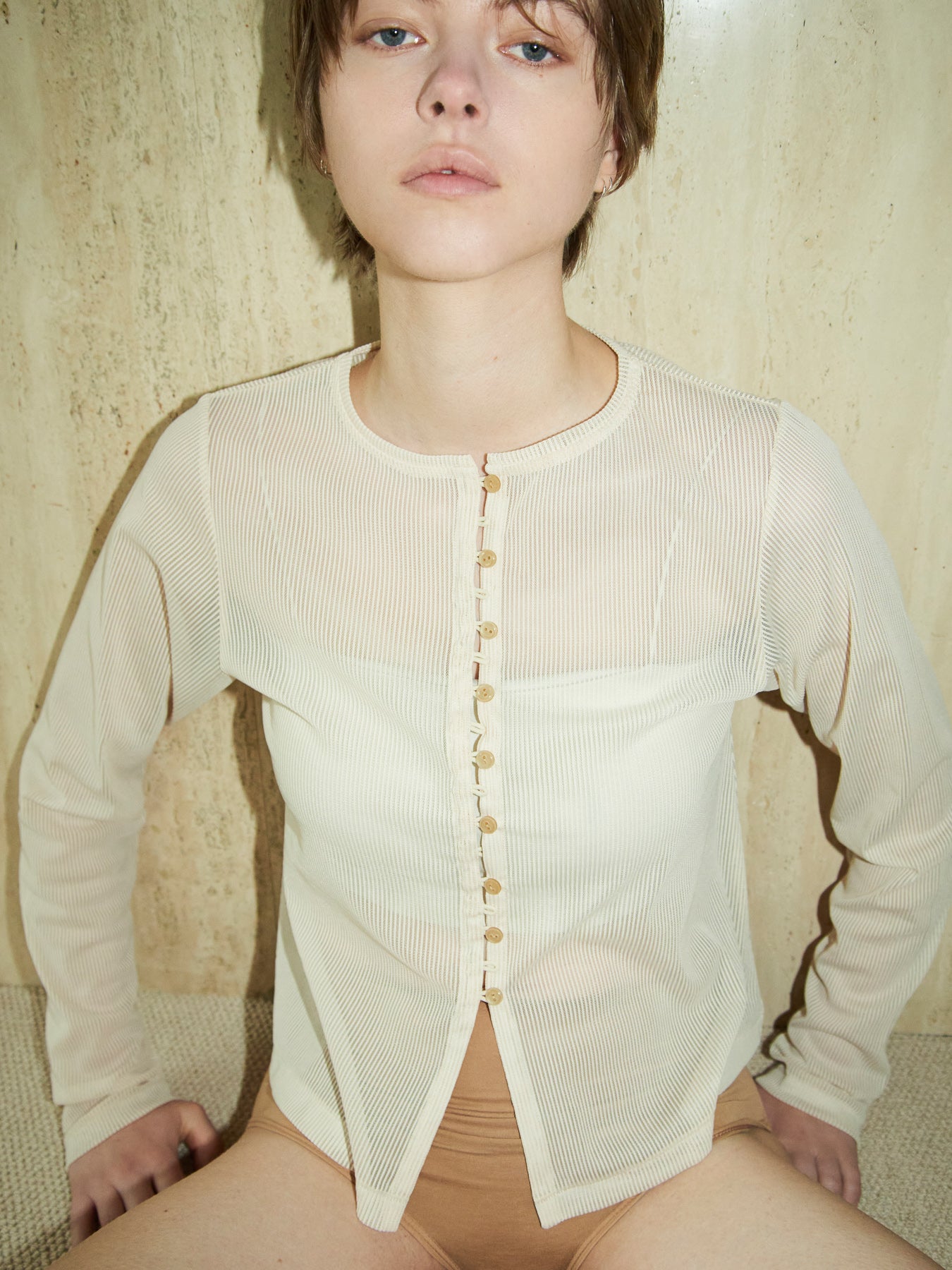 <RE STOCK> stripe sheer cardigan (japan made)
