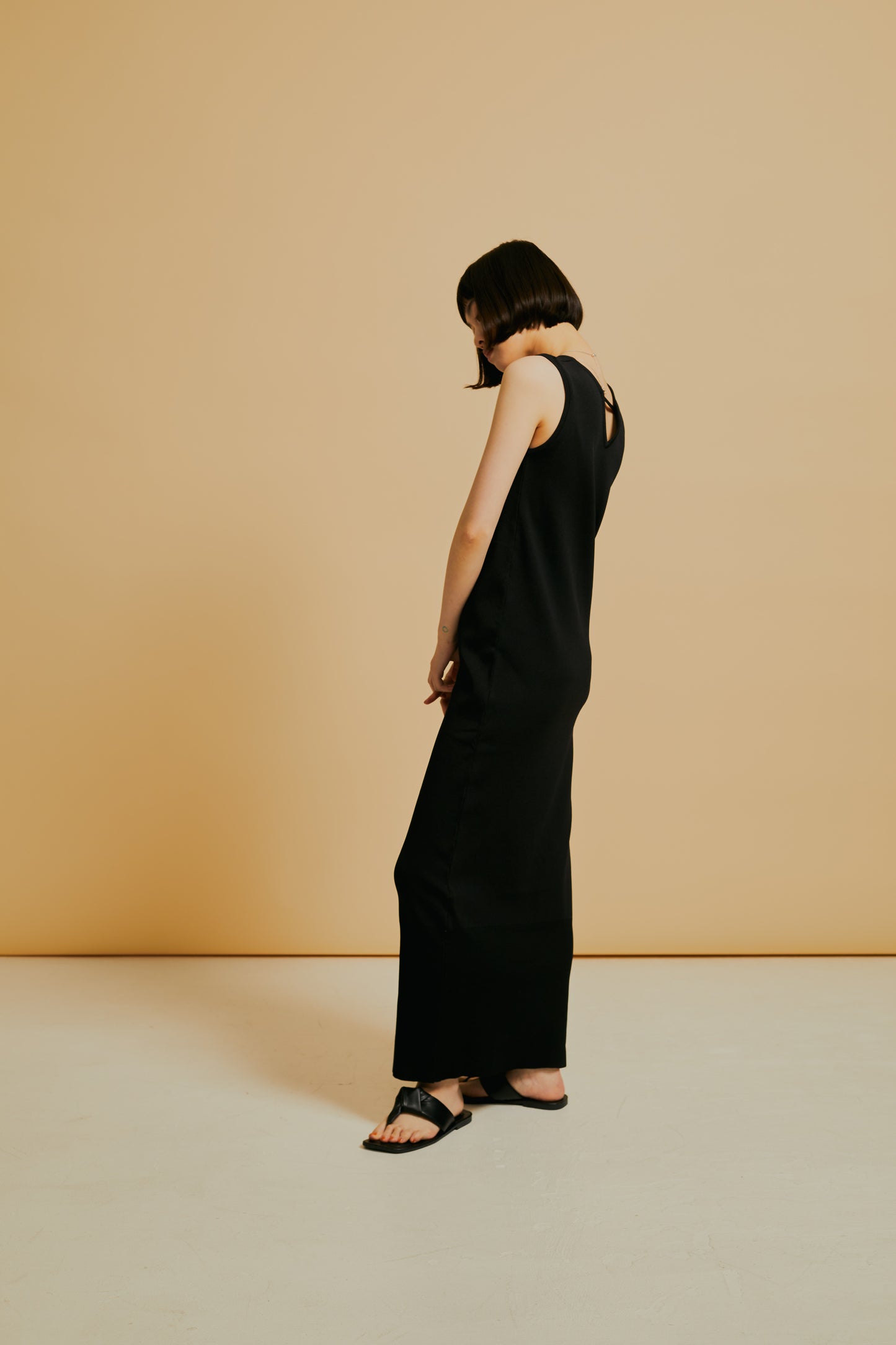 Deep neck knit dress