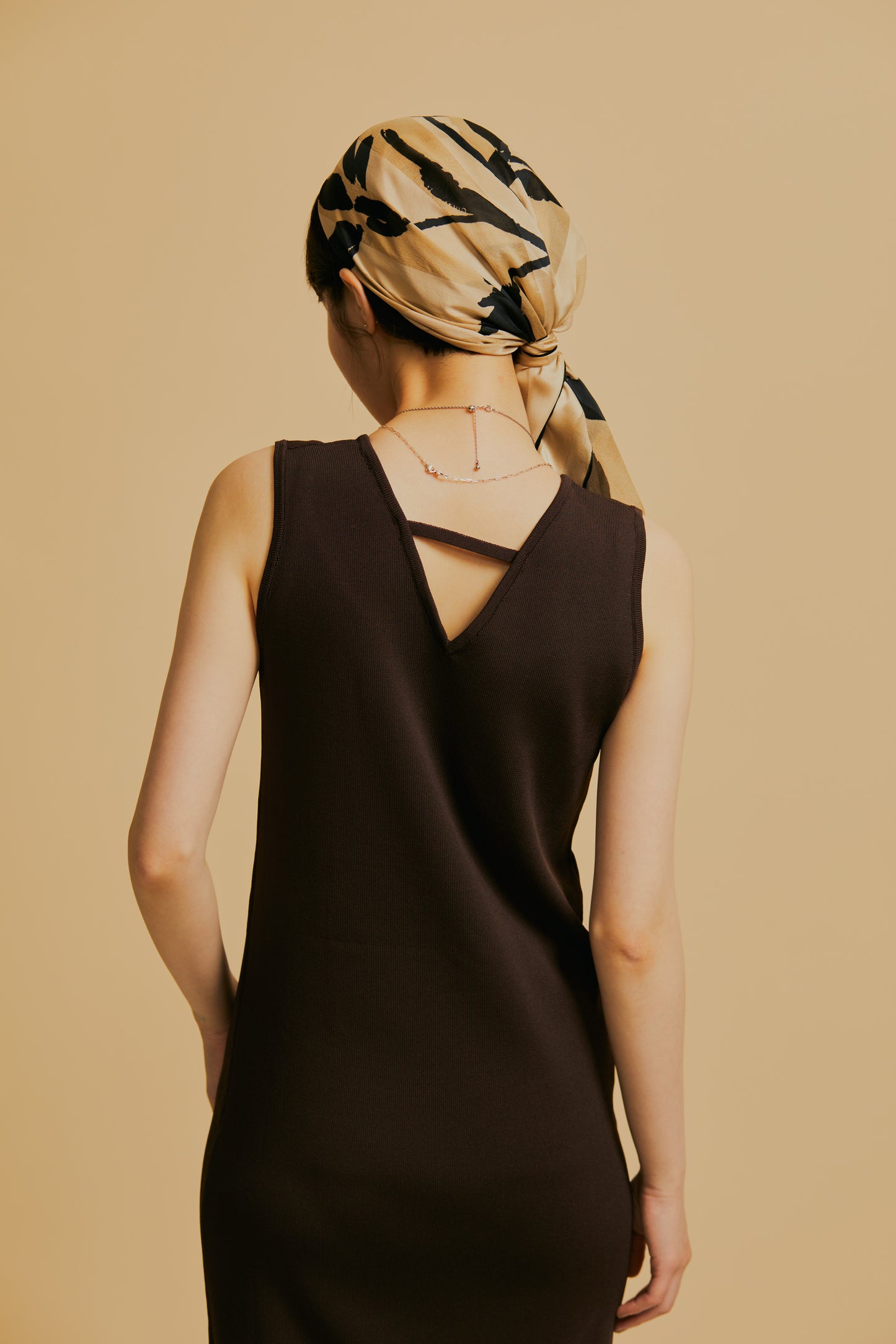 Deep neck knit dress