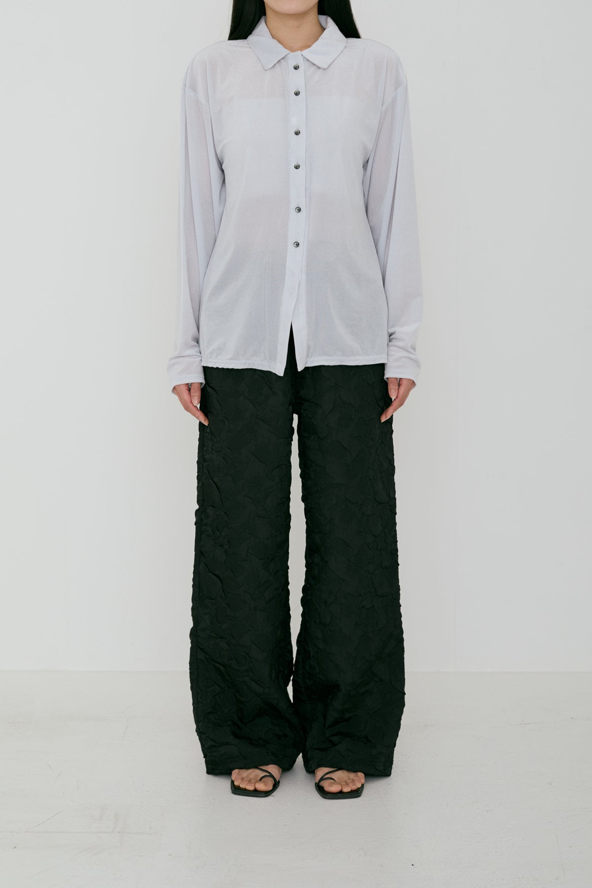 <Re stock> Wrinkle semi waid pants(japan made)