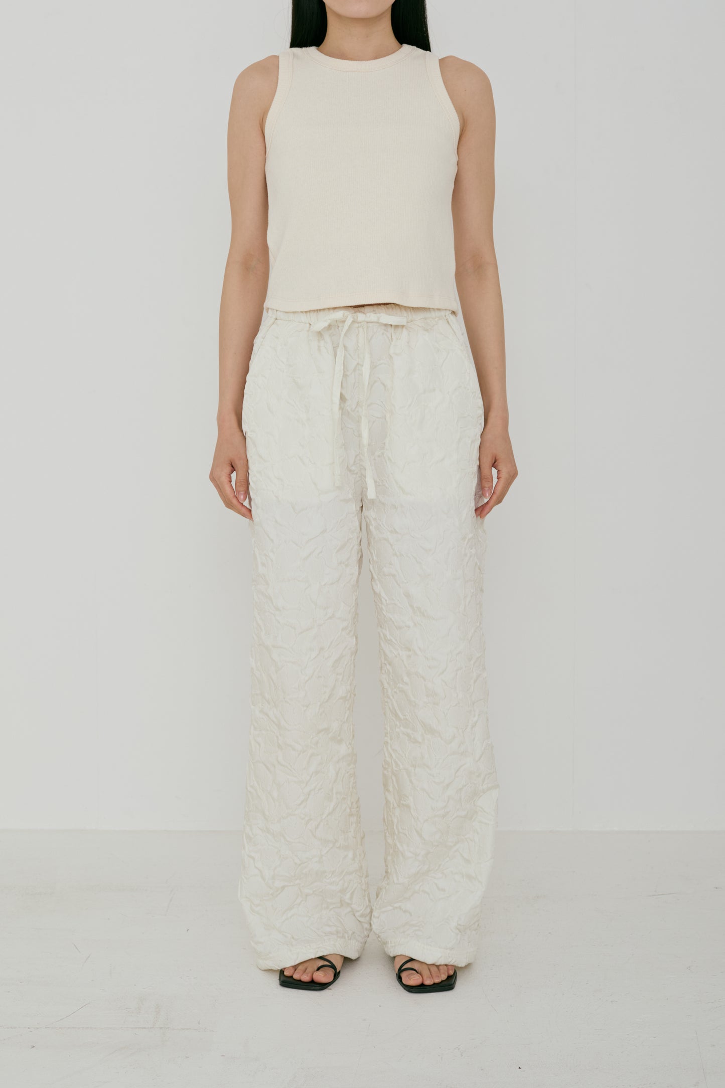 <Re stock> Wrinkle semi waid pants(japan made)