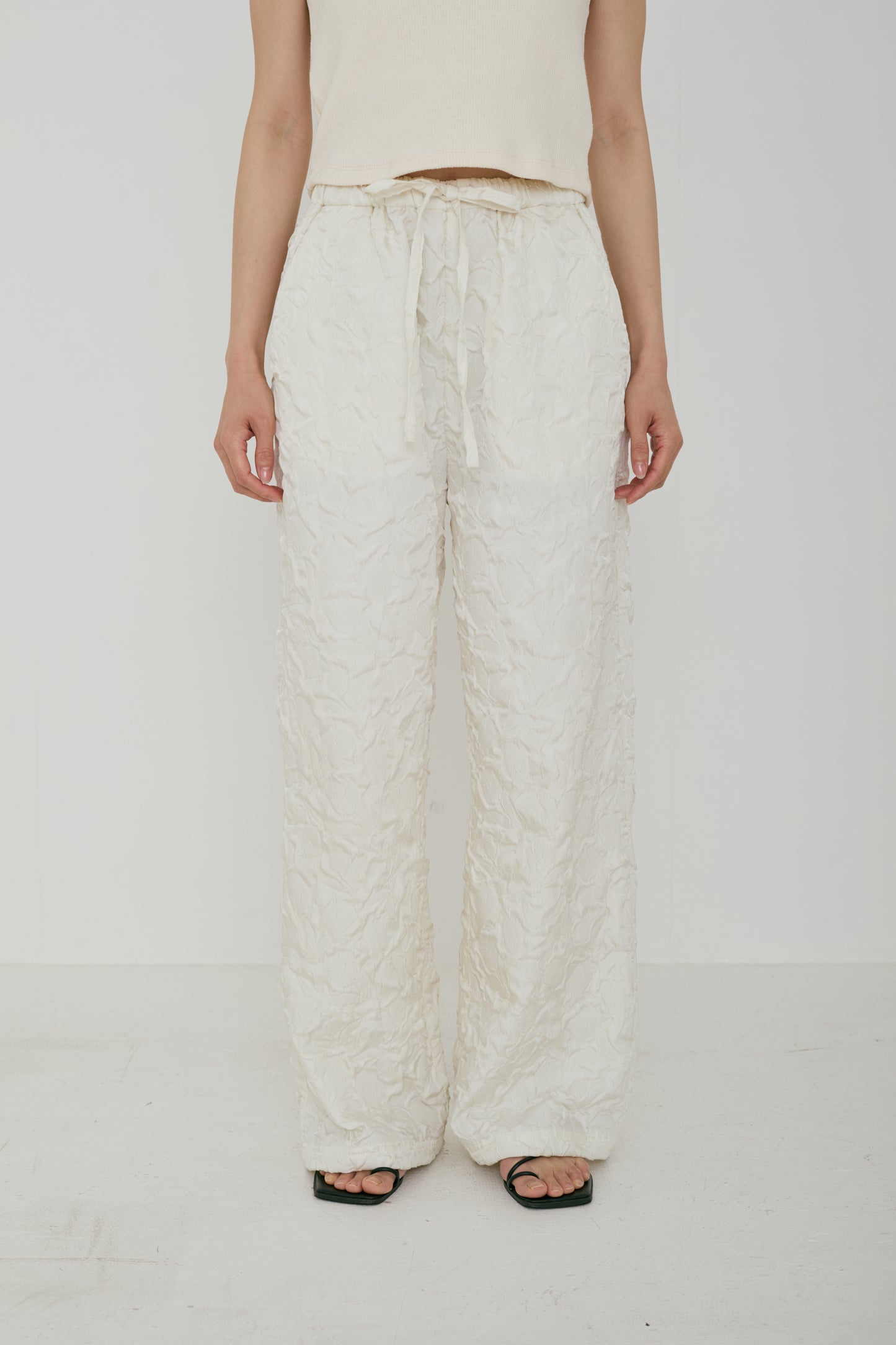 <Re stock> Wrinkle semi waid pants(japan made)