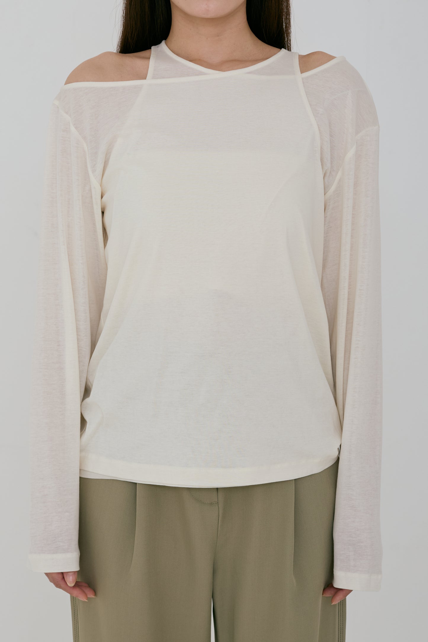sheer cotton asymmetrical tops (japan made)