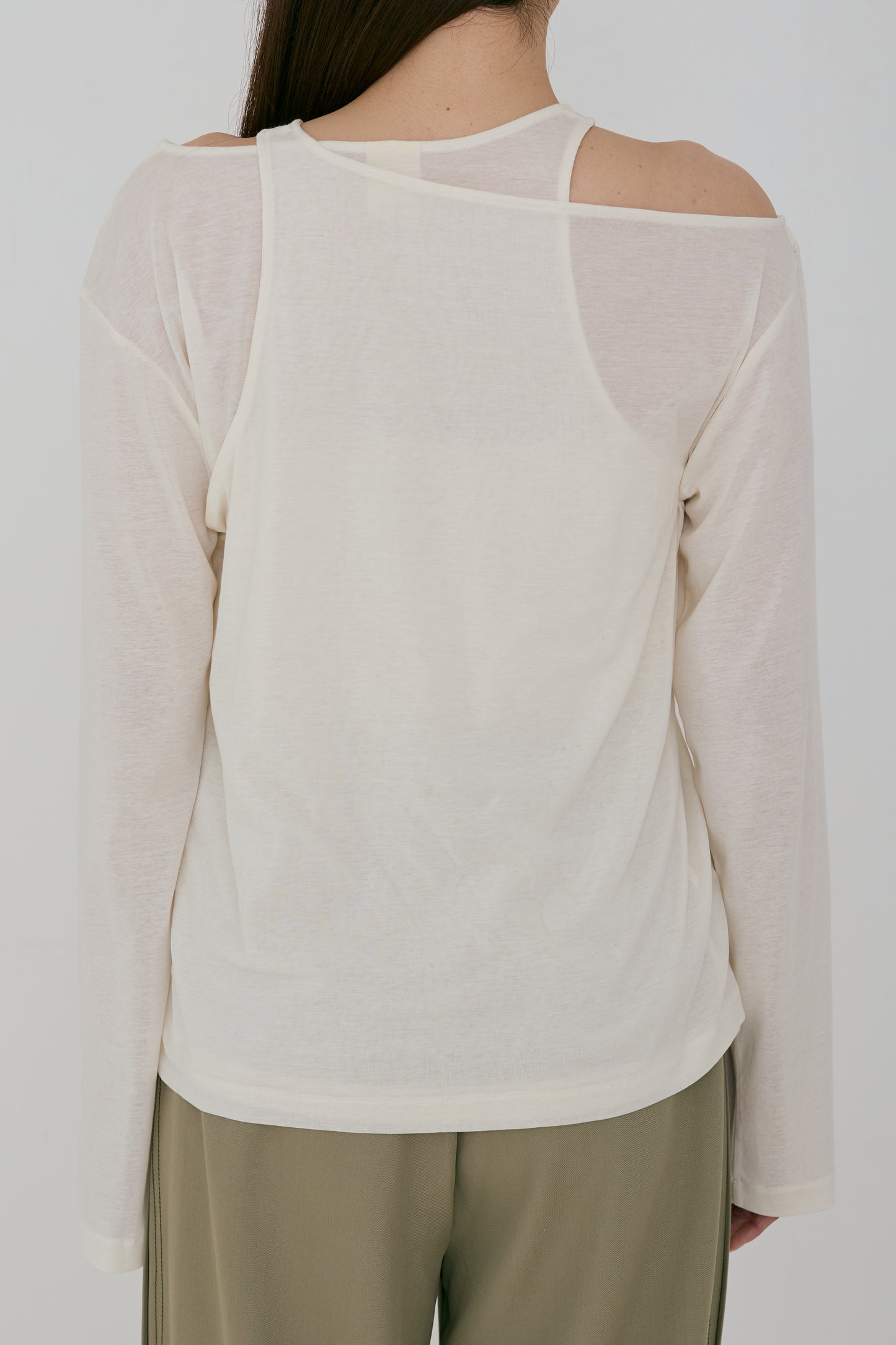 sheer cotton asymmetrical tops (japan made)