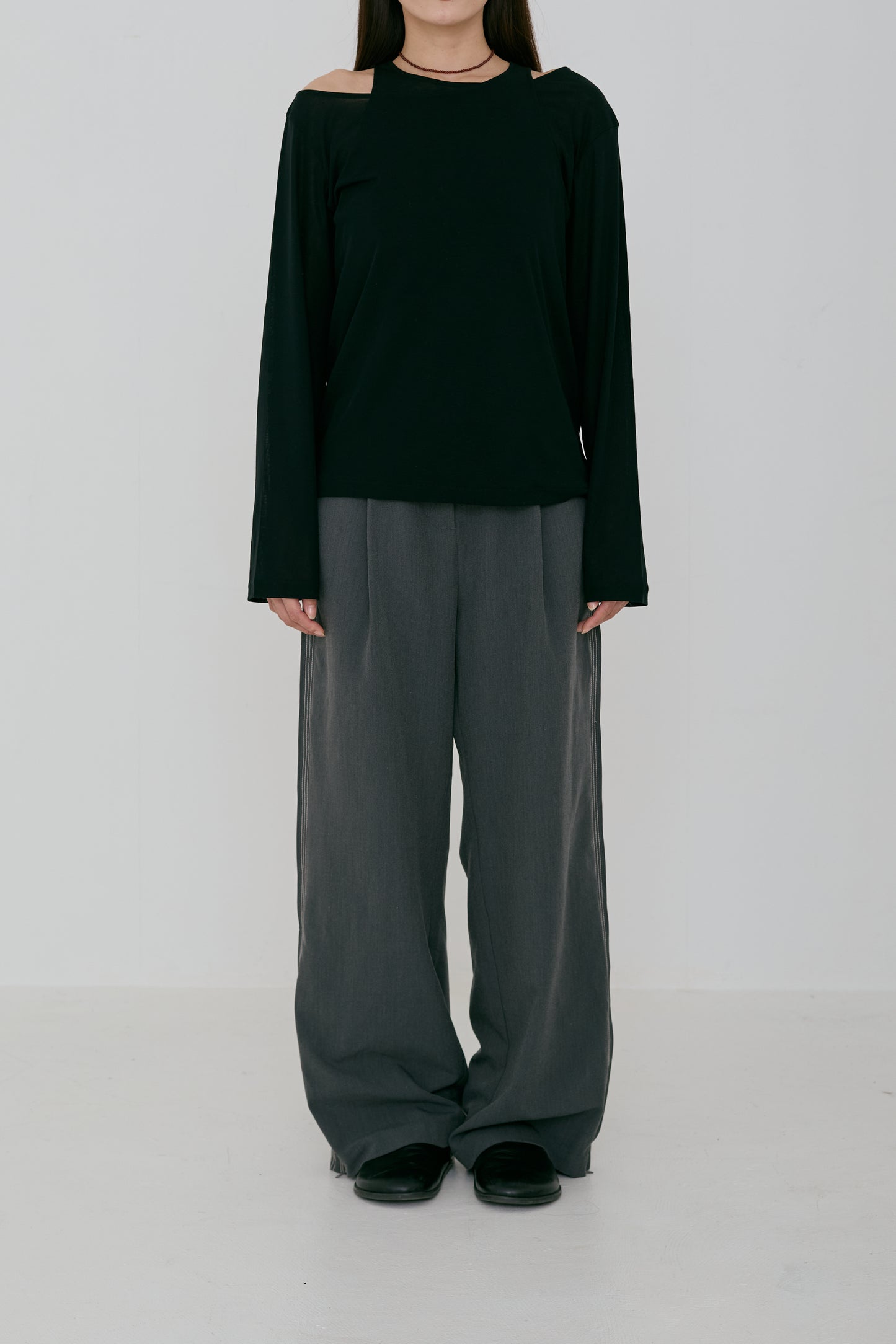 sheer cotton asymmetrical tops (japan made)