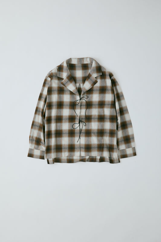 check ribon open shirt
