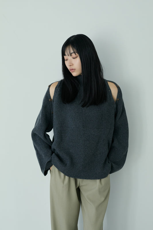 2way shoulder knit tops