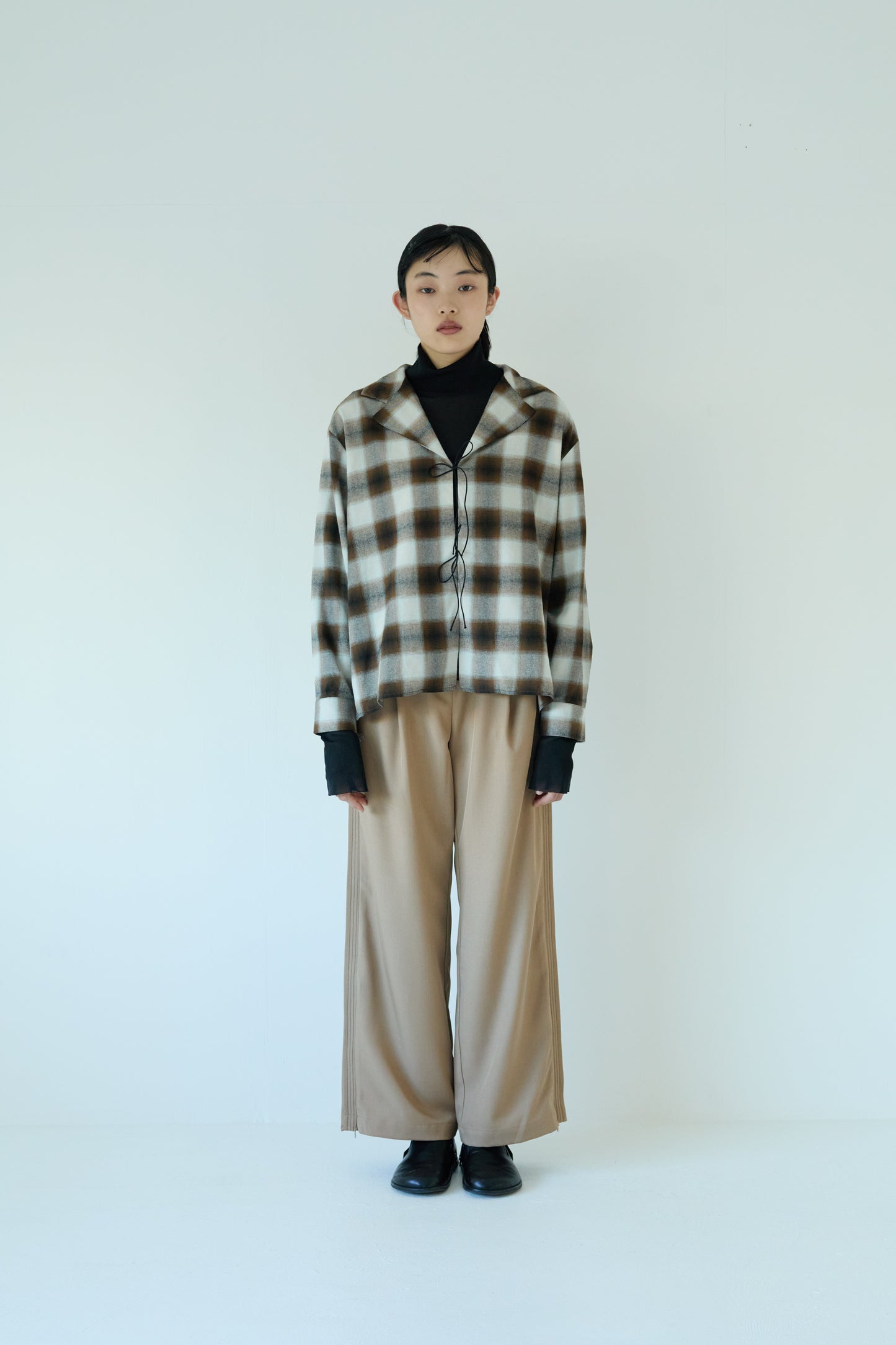 check ribon open shirt