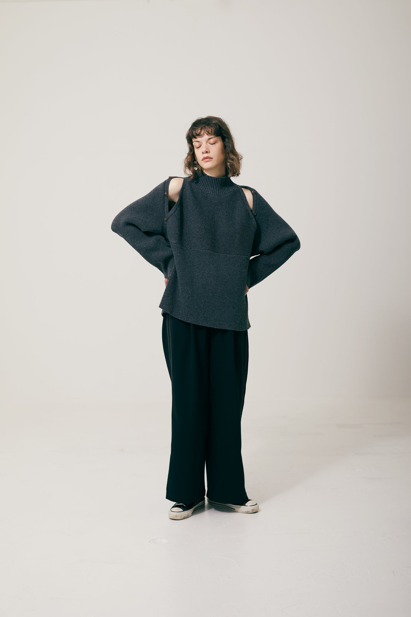<先行予約 >2way shoulder knit tops