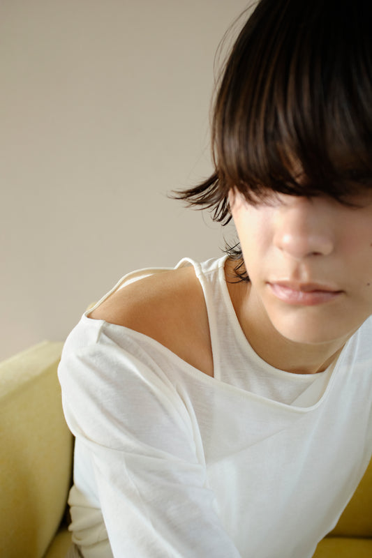 sheer cotton asymmetrical tops (japan made)