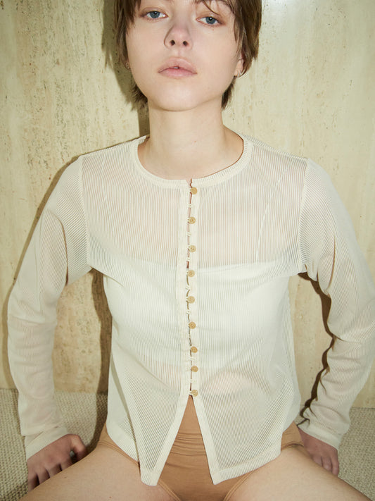 <PREODER> stripe sheer cardigan (japan made)