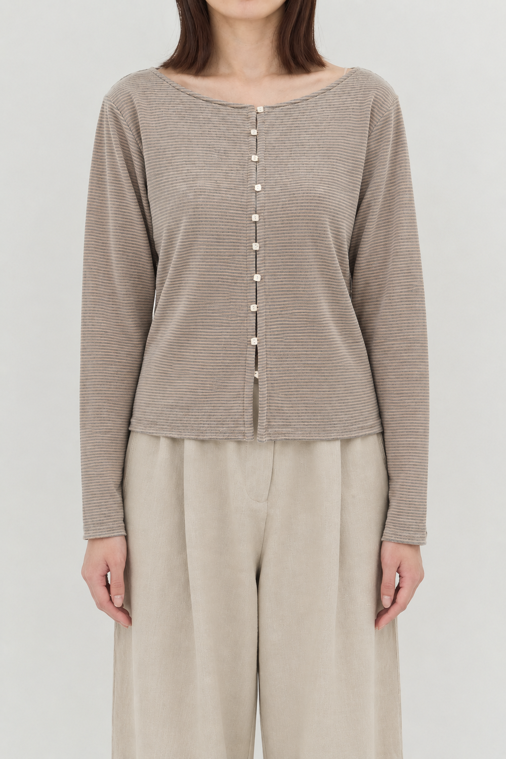 velours border cardigan