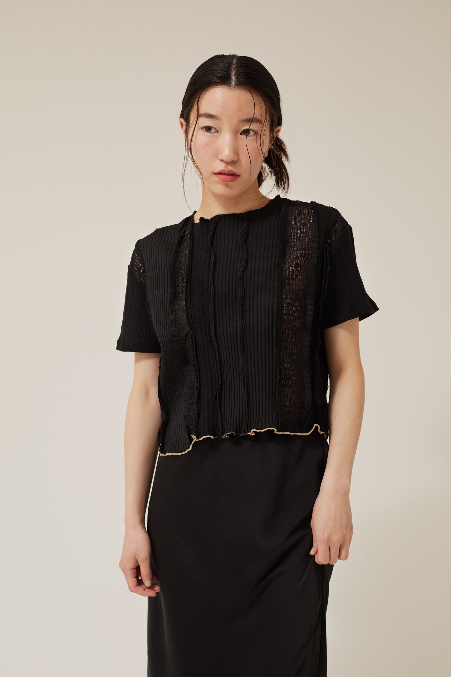 lase patchwork t-shirt