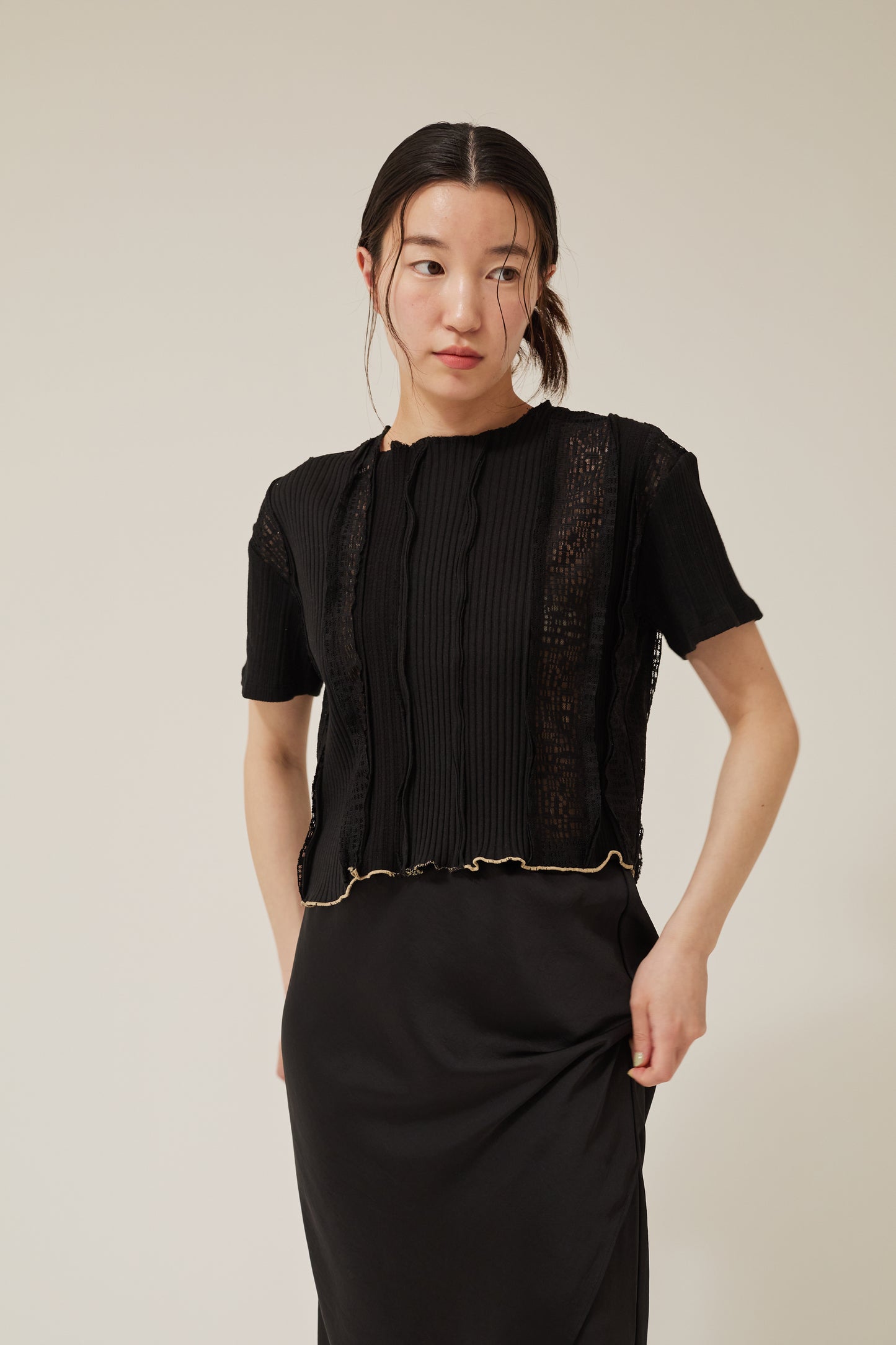 lase patchwork t-shirt