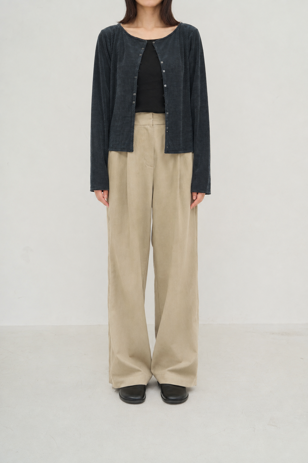 velours border cardigan